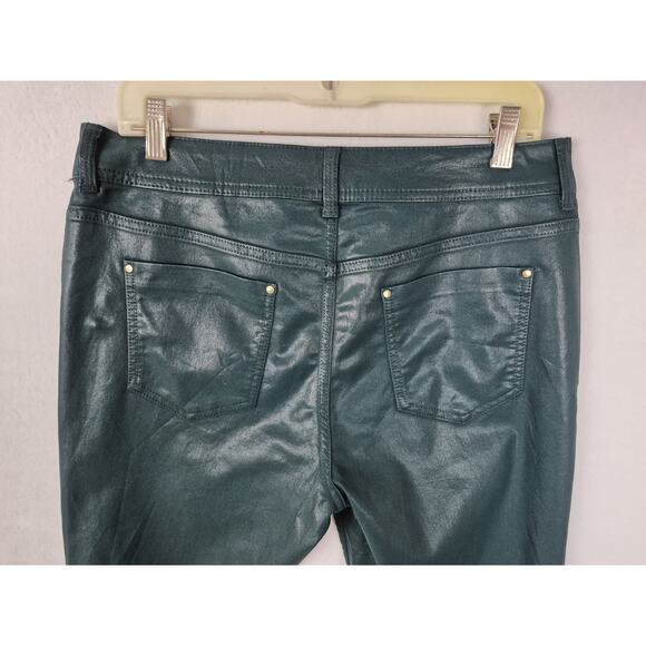 Chico’s Platinum Coated Jeans Size 1.5 Metallic Green Skinny Stretch Pants - Picture 4 of 10